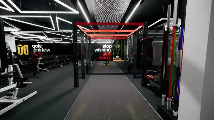 Professional Bodybuilding Posing Area with Mirrors